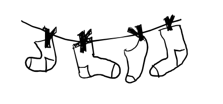 Sketch of socks on a washing line